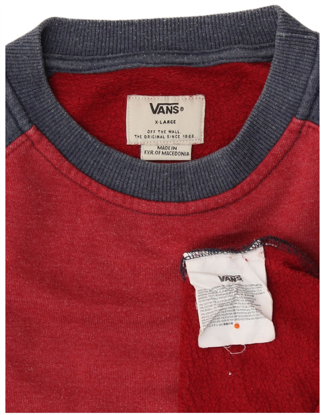 VANS Damen Sweatshirt Pullover UK 18 XL Rot Colourblock Baumwolle