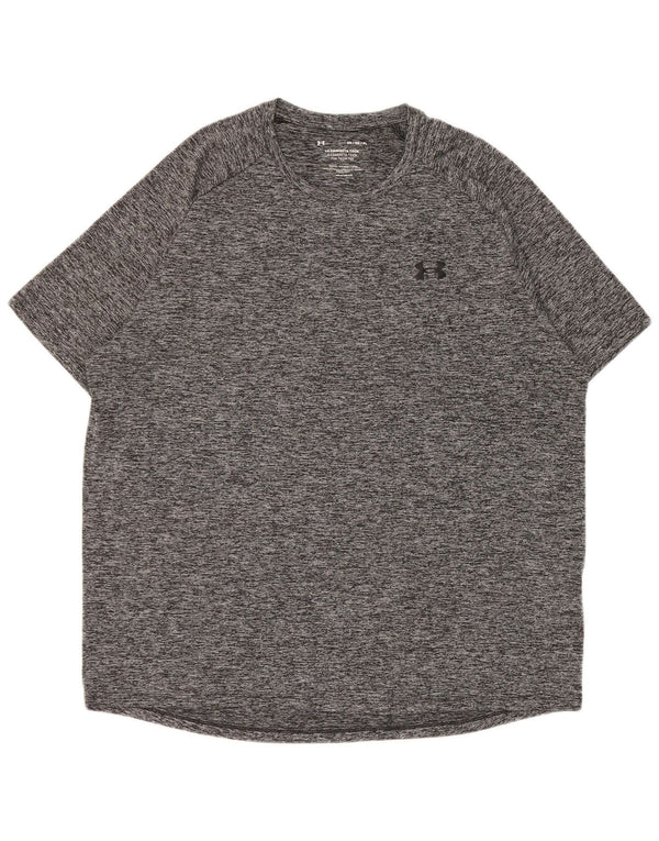 Under Armour Herren Heat Gear T-Shirt Top XL Grau meliertes Polyester