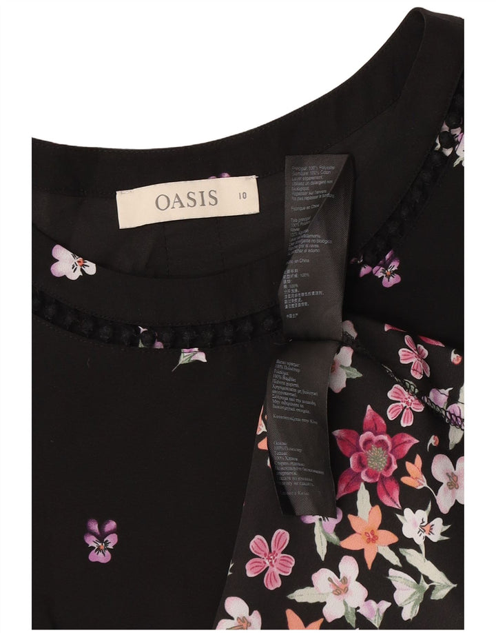 Oasis Damen-Blusenoberteil, Gr. 40, Größe S, Schwarz, Blumenmuster, Polyester