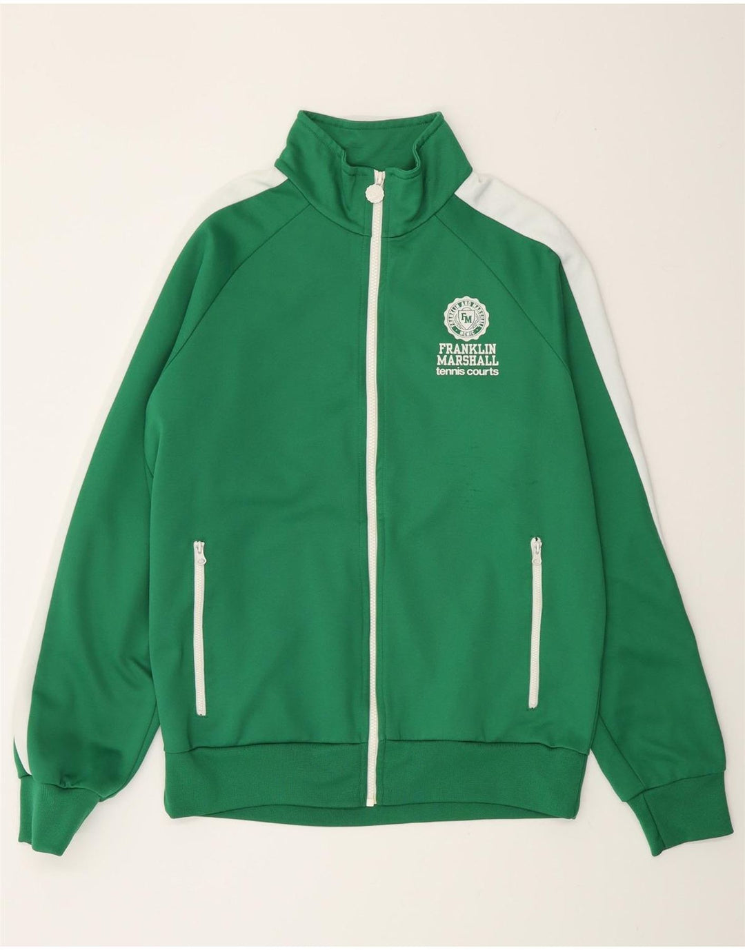 Franklin Marshall Herren-Trainingsanzug-Top-Jacke, große grüne Colourblock-Baumwolle