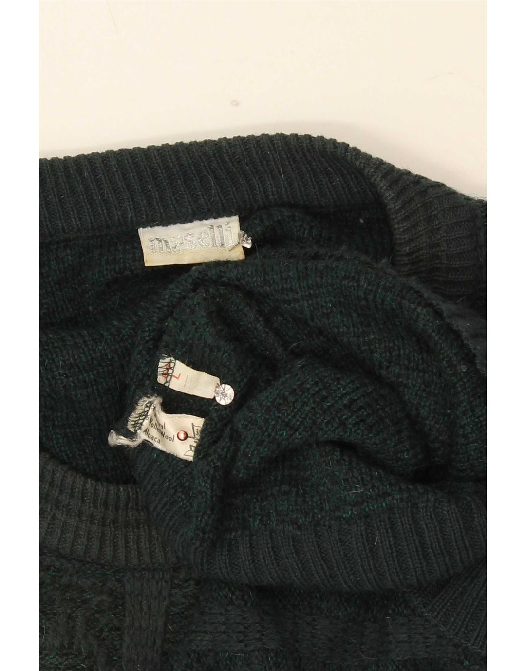 Maselli Herren-Pullover mit Rundhalsausschnitt, reguläre Passform, groß, grün, geometrisch