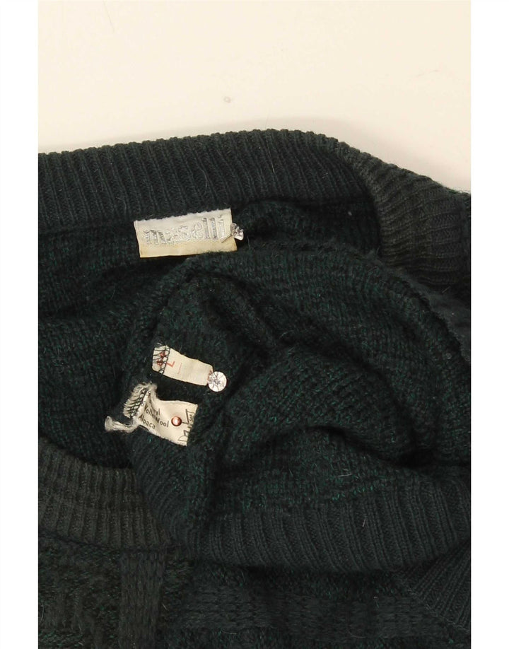 Maselli Herren-Pullover mit Rundhalsausschnitt, reguläre Passform, groß, grün, geometrisch