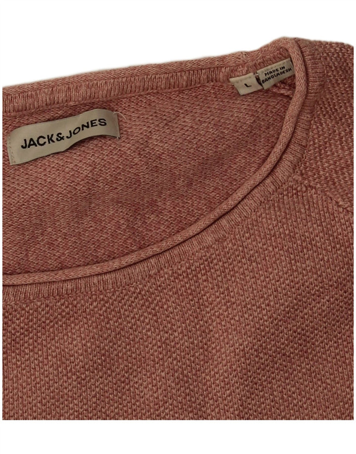 Jack & Jones Herren-Pullover mit Rundhalsausschnitt, groß, rosa Baumwolle