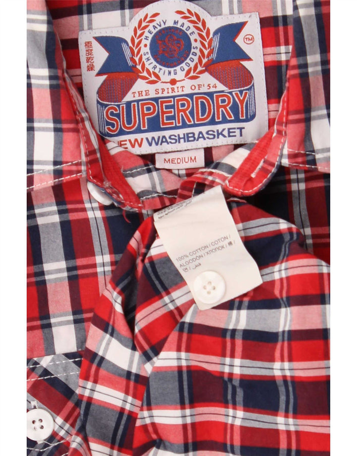 Superdry Herren-Kurzarmhemd aus mittelroter Karo-Baumwolle