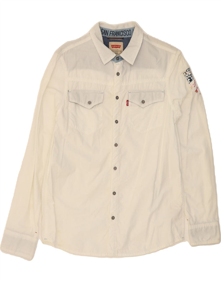 LEVI'S Boys Graphic Shirt 15-16 Years White Cotton Vintage Levi's and Second-Hand Levi's from Messina Hembry 
