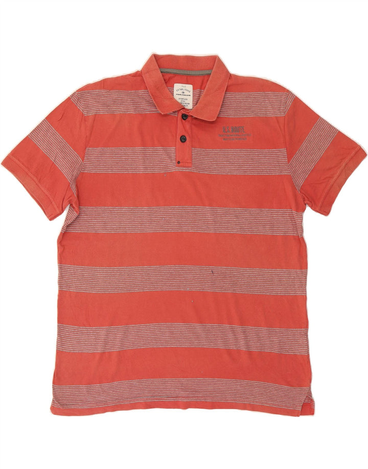 TOM TAILOR Mens Polo Shirt 2XL Red Striped Cotton Vintage Tom Tailor and Second-Hand Tom Tailor from Messina Hembry 