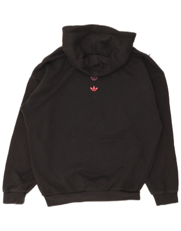 Adidas Womens Graphic Oversized Hoodie Pullover UK 6 XS Schwarz Baumwolle