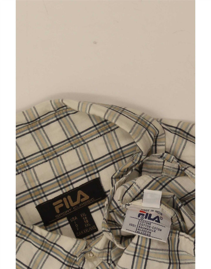 Fila Herrenhemd 2XL weiß kariert Baumwolle