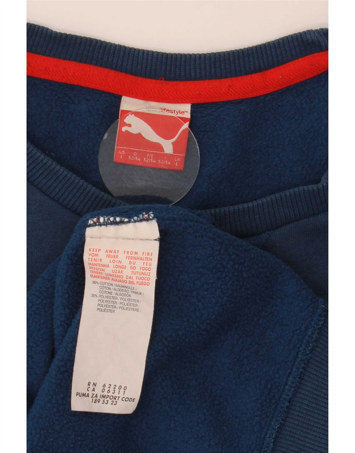 Puma Herren Grafik-Sweatshirt-Pullover, groß, blaue Baumwolle