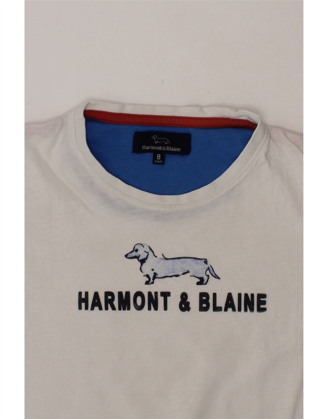 HARMONT & BLAINE Boys Graphic T-Shirt Top 7-8 Years White Vintage Harmont & Blaine and Second-Hand Harmont & Blaine from Messina Hembry 