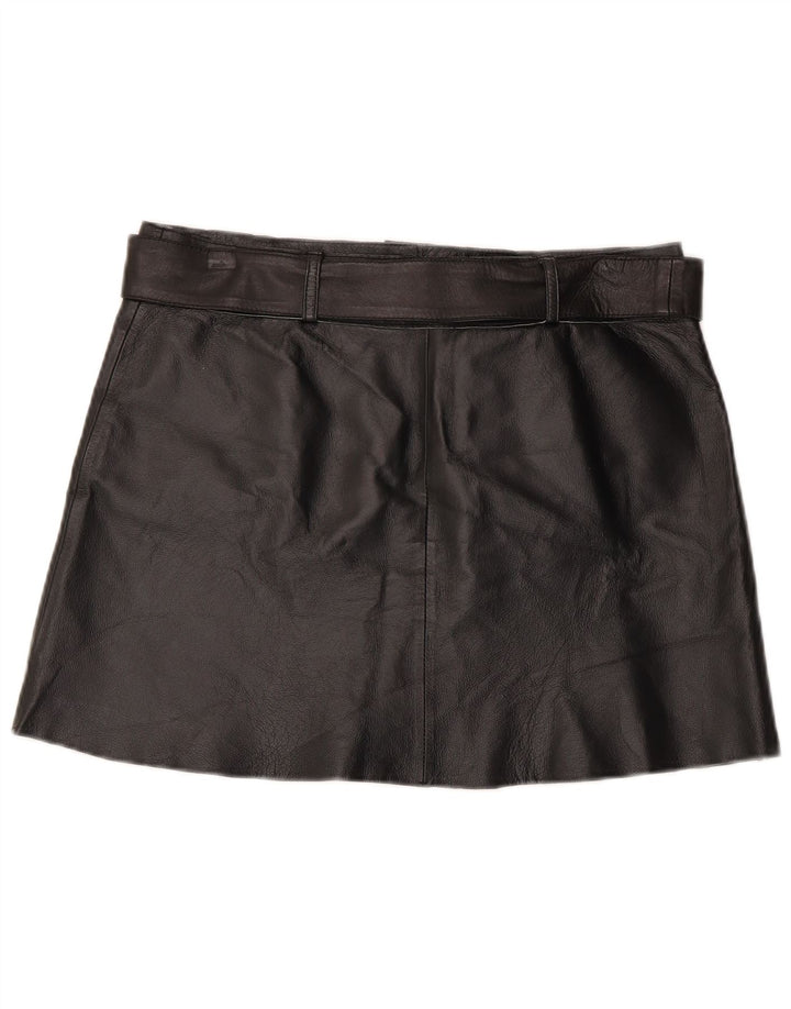 Conbipel Damen Mini-Lederrock IT 44 Medium W34 Schwarzes Leder
