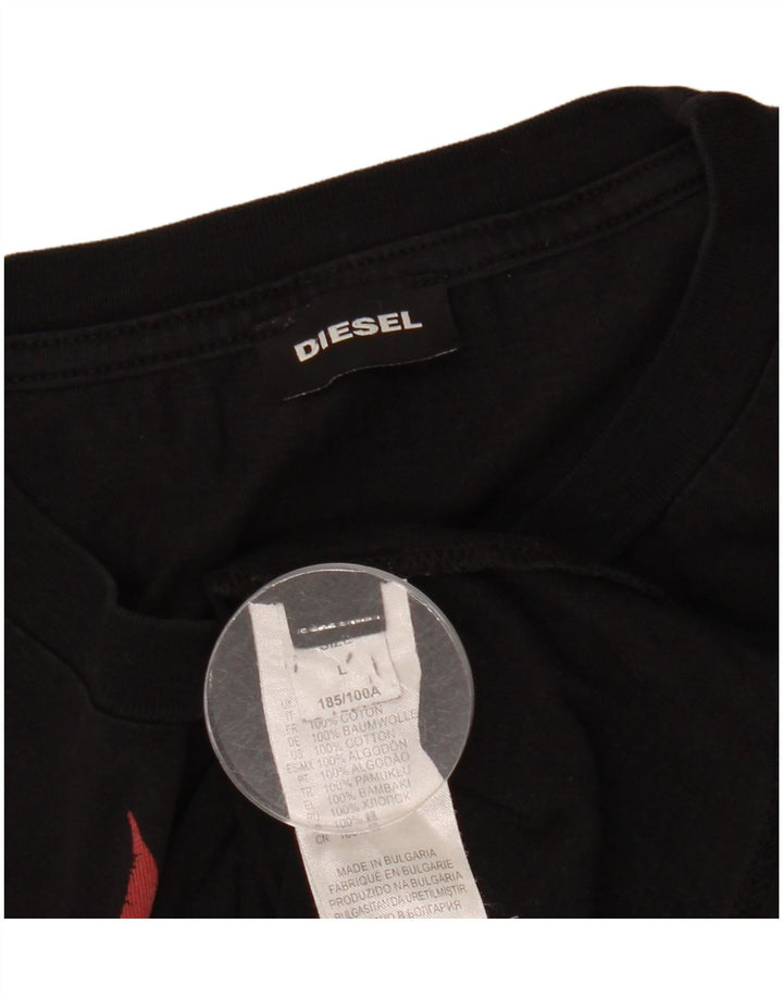 Diesel Herren-T-Shirt mit Grafik, groß, aus schwarzer Baumwolle