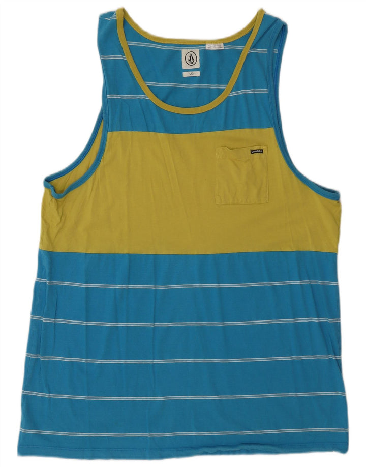Volcom Herren-Weste, groß, blau gestreift, Baumwolle