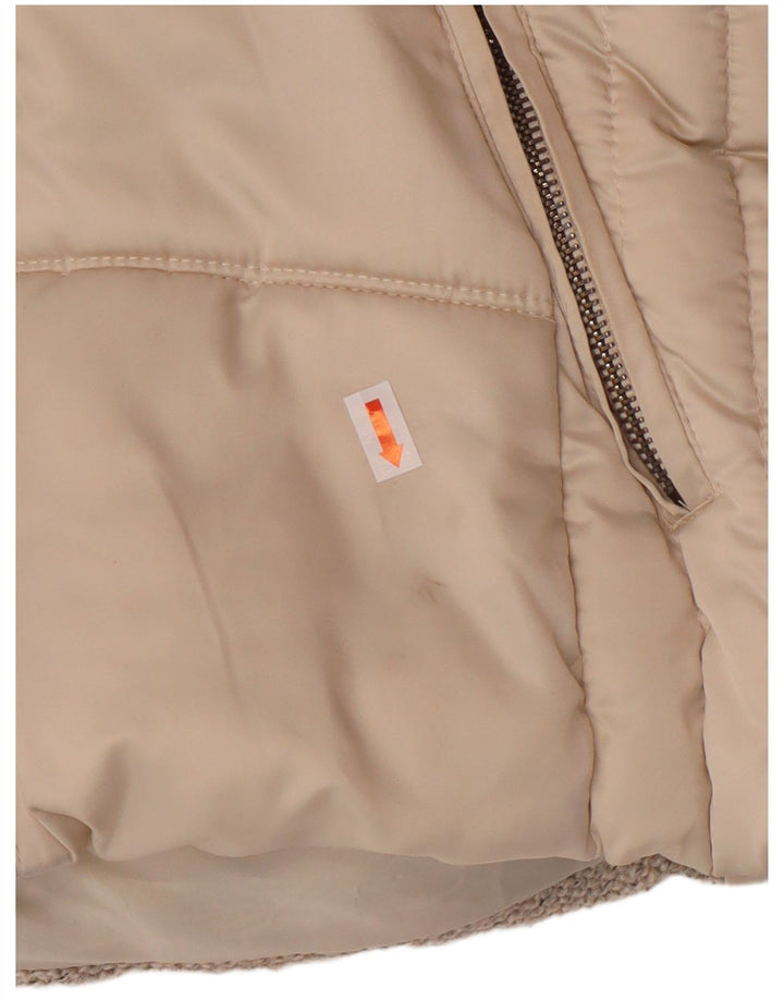 Zara Damen-Weste mit Kapuze, gepolstert, UK 10, Größe S, Beige, Polyester