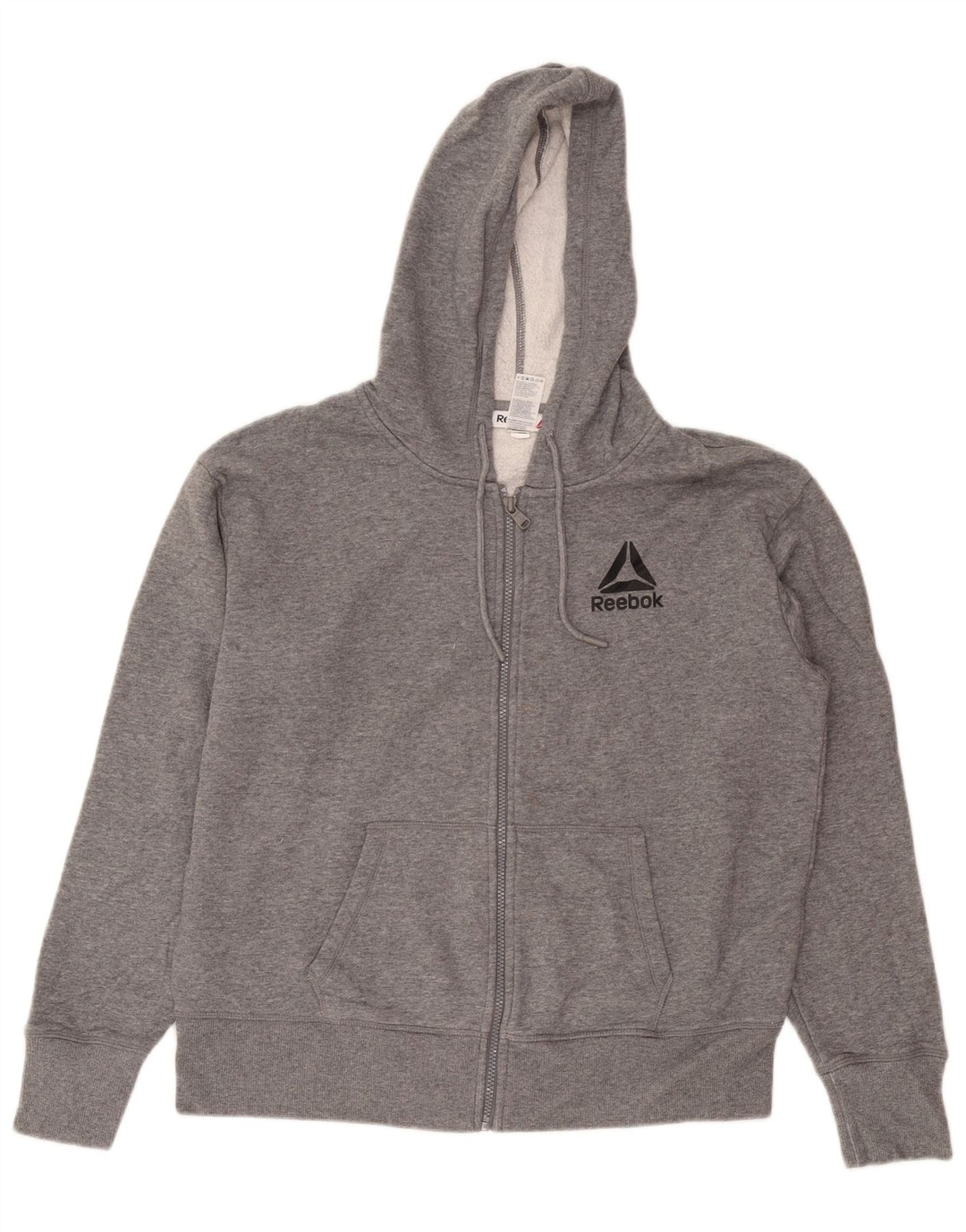 Reebok Herren-Kapuzenpullover mit Reißverschluss, groß, graue Baumwolle