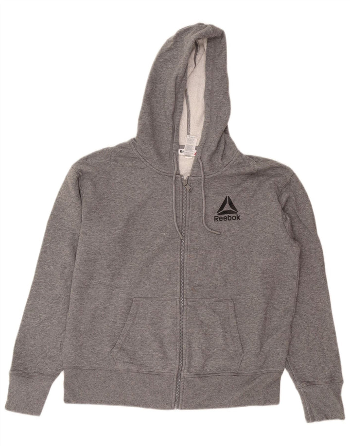 Reebok Herren-Kapuzenpullover mit Reißverschluss, groß, graue Baumwolle