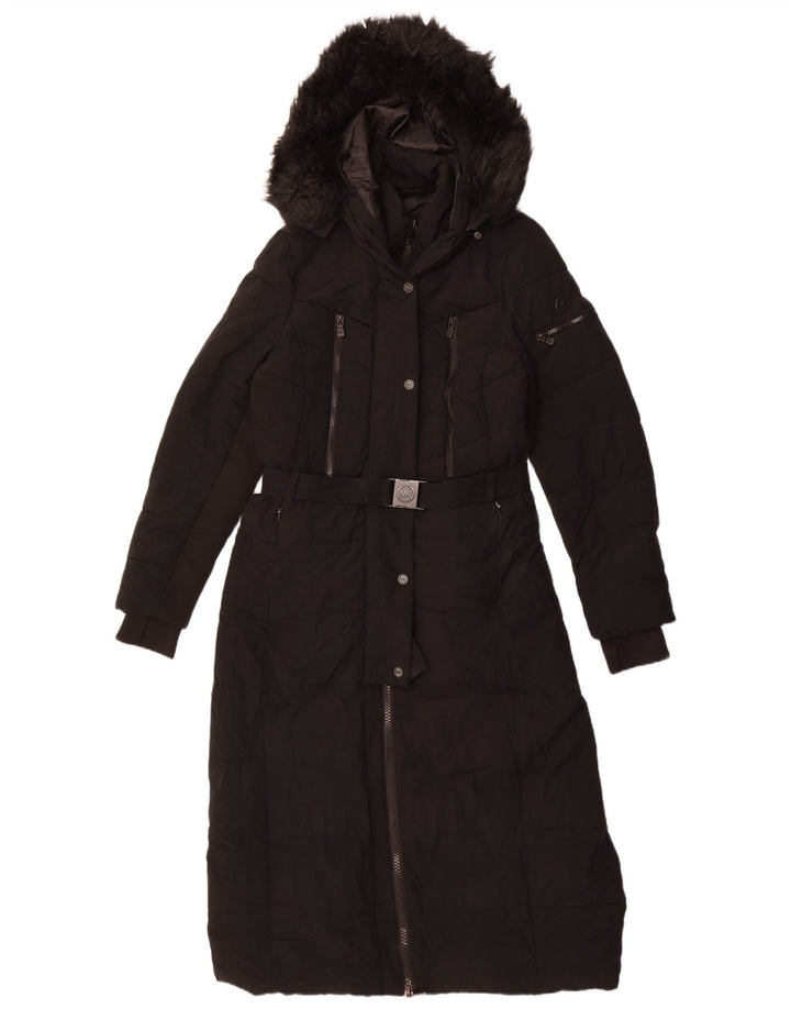 Michael Kors Wattierter Damenmantel mit Kapuze, UK 14, Mittelschwarz, Polyester