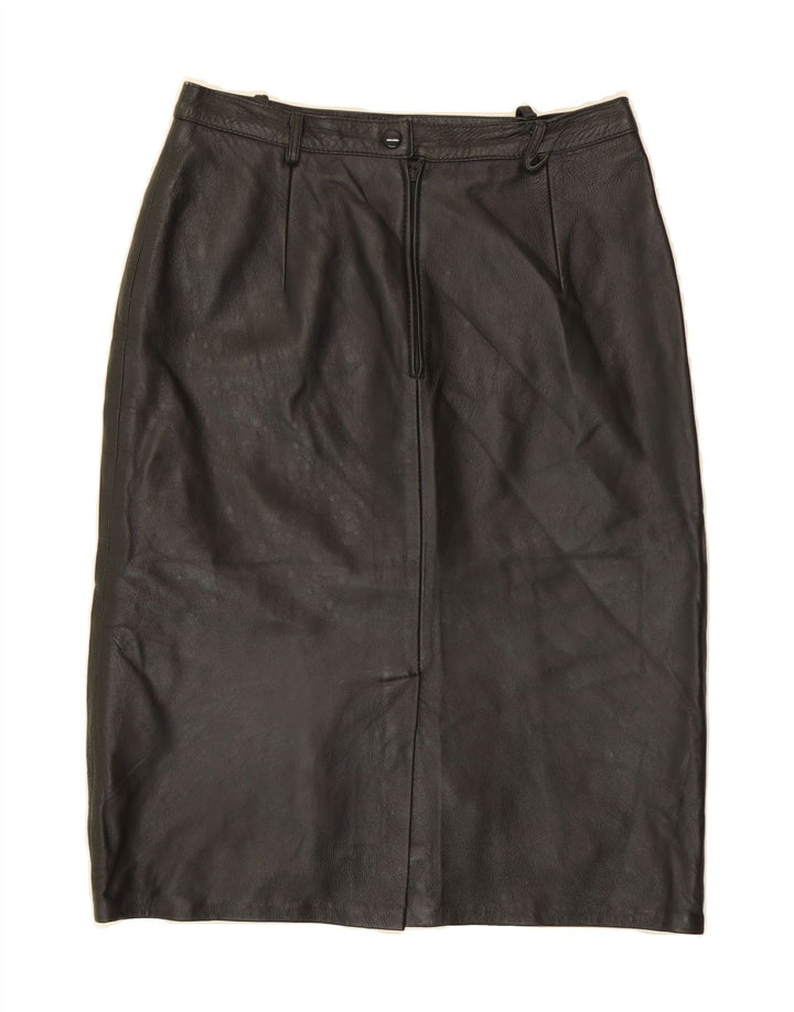 VINTAGE Womens Leather Skirt IT 42 Medium W28  Black Leather Vintage Vintage and Second-Hand Vintage from Messina Hembry 