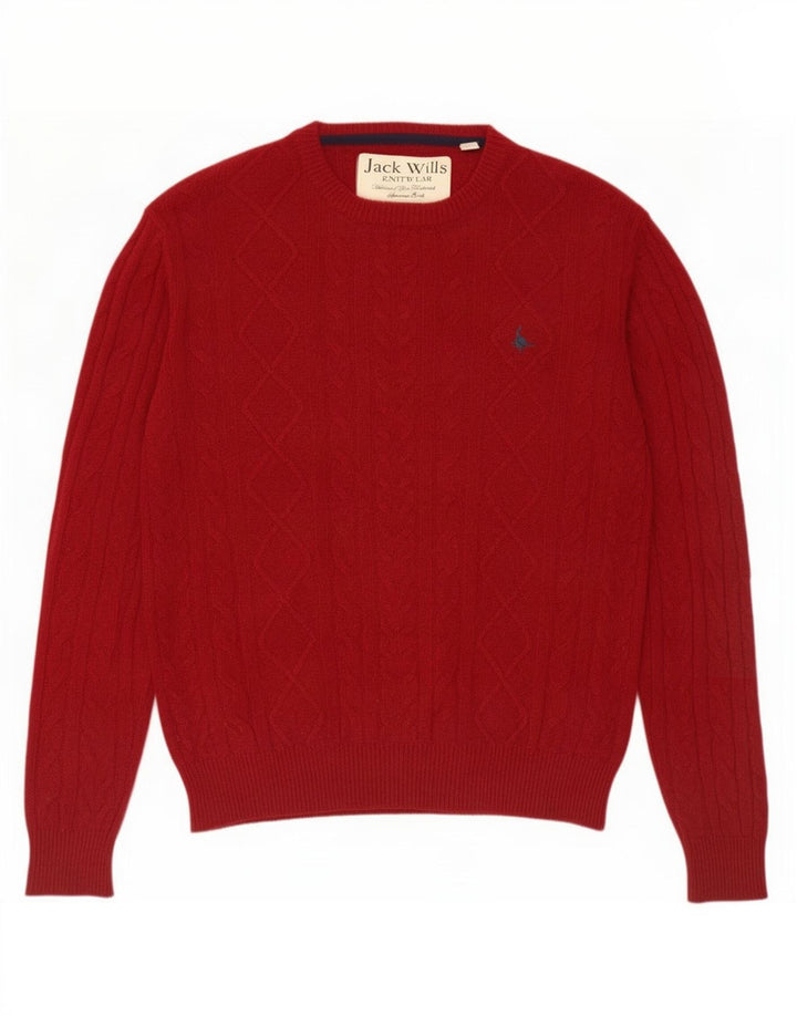 Jack Wills Herren-Pullover mit Rundhalsausschnitt, mittlerer kastanienbrauner Merinowolle