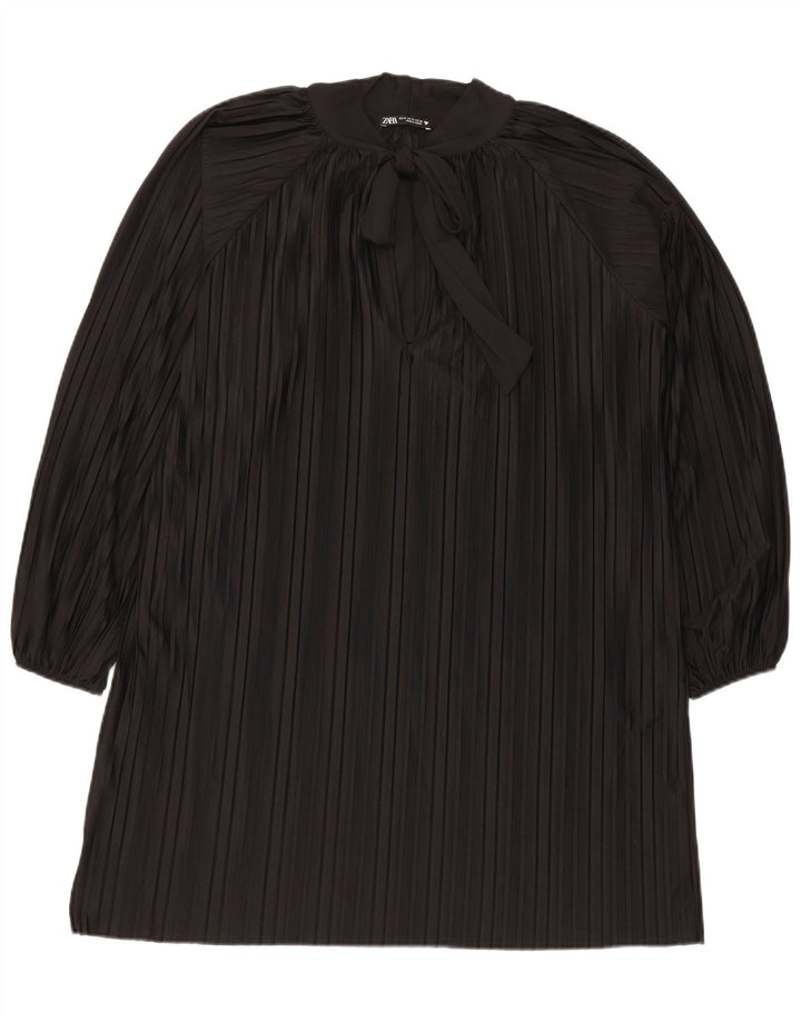 Zara Damen-Overall-Etuikleid mit Bindeband vorne, UK 14, mittelschwarz gestreift