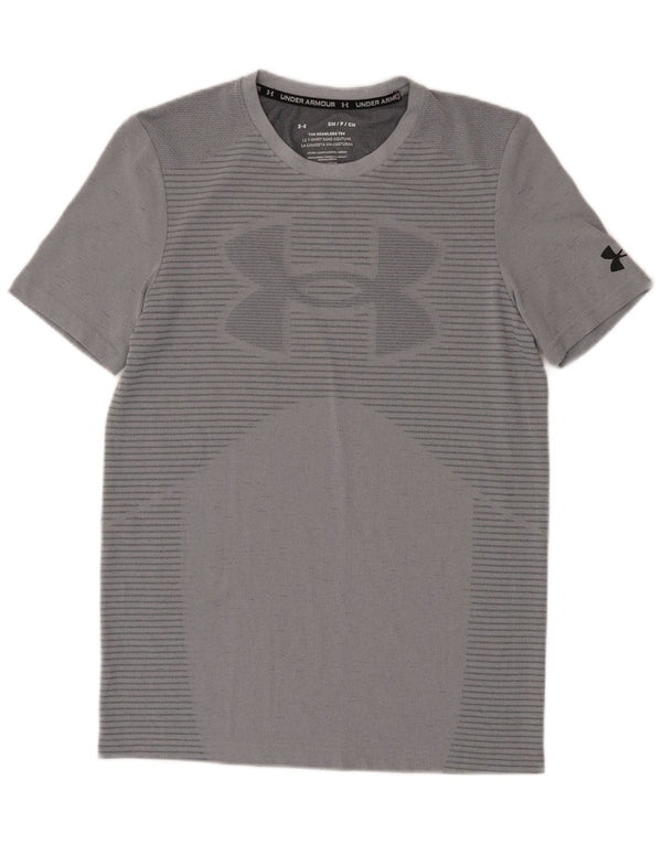 Under Armour Herren Heat Gear Graphic T-Shirt Top Small Grau Nadelstreifen