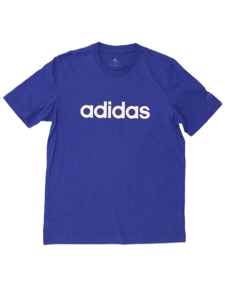 Adidas Herren Grafik-T-Shirt aus mittelblauer Baumwolle