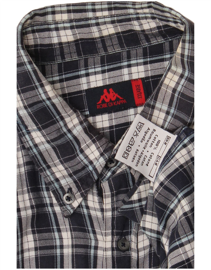 Kappa Herren Flanellhemd 2XL Marineblau kariert Baumwolle