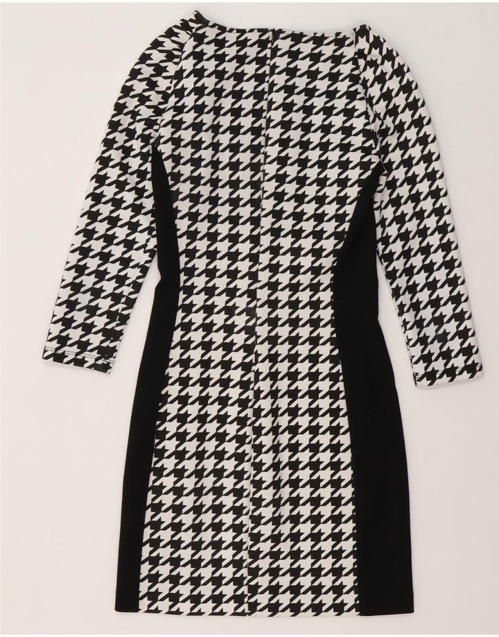 Coveri Damen Langarm-Etuikleid IT 40 Small Black Houndstooth