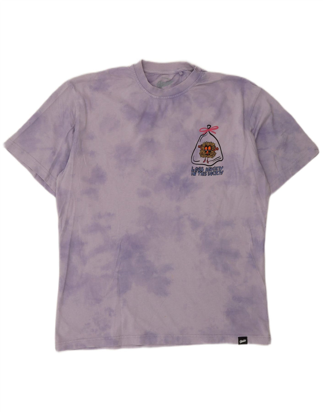 Pull & Bear Herren-T-Shirt mit Grafik, mittelviolettes Batikmuster