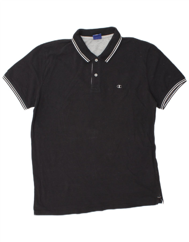Champion Herren-Poloshirt, groß, aus schwarzer Baumwolle