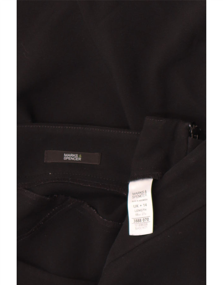 Marks & Spencer Damen Trompetenrock UK 14 Large W32 Schwarz Polyester