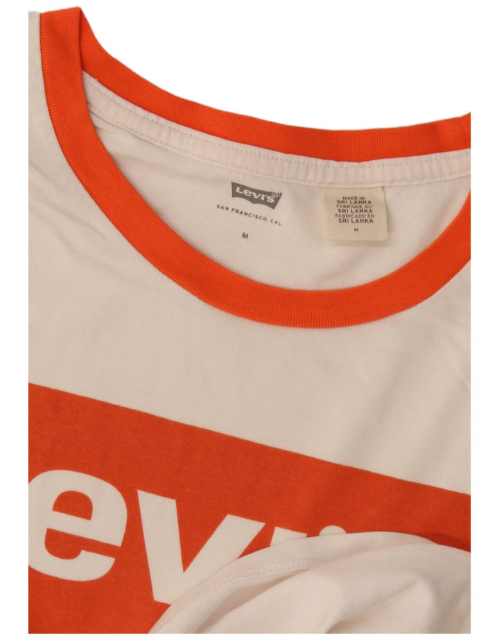 Levi's Damen Crop Graphic T-Shirt Top UK 14 Medium Weiß