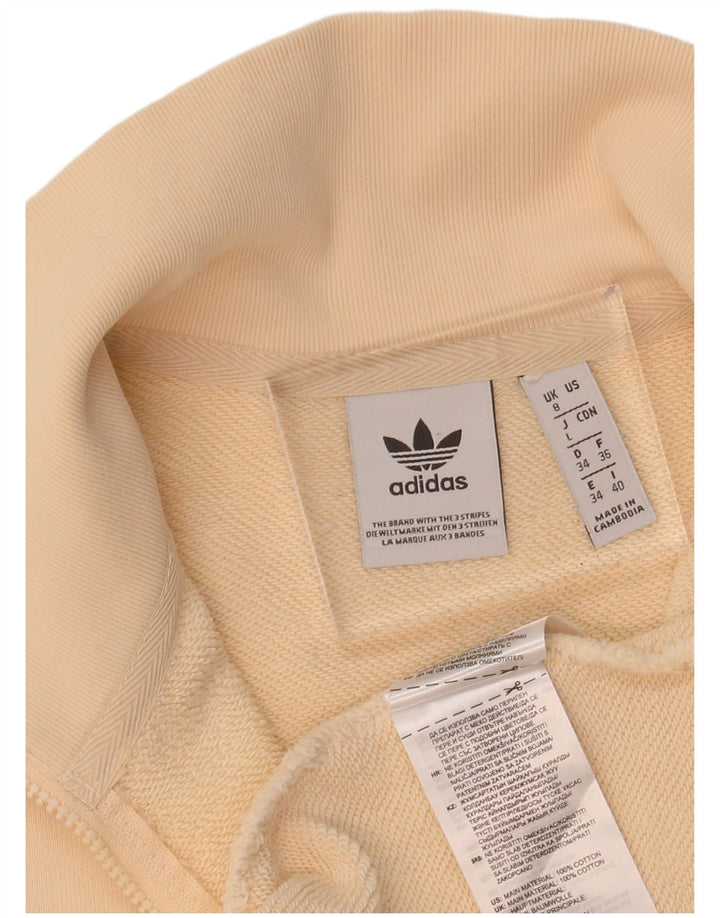 ADIDAS Womens Oversized Zip Neck Sweatshirt Jumper UK 8 Small Off White