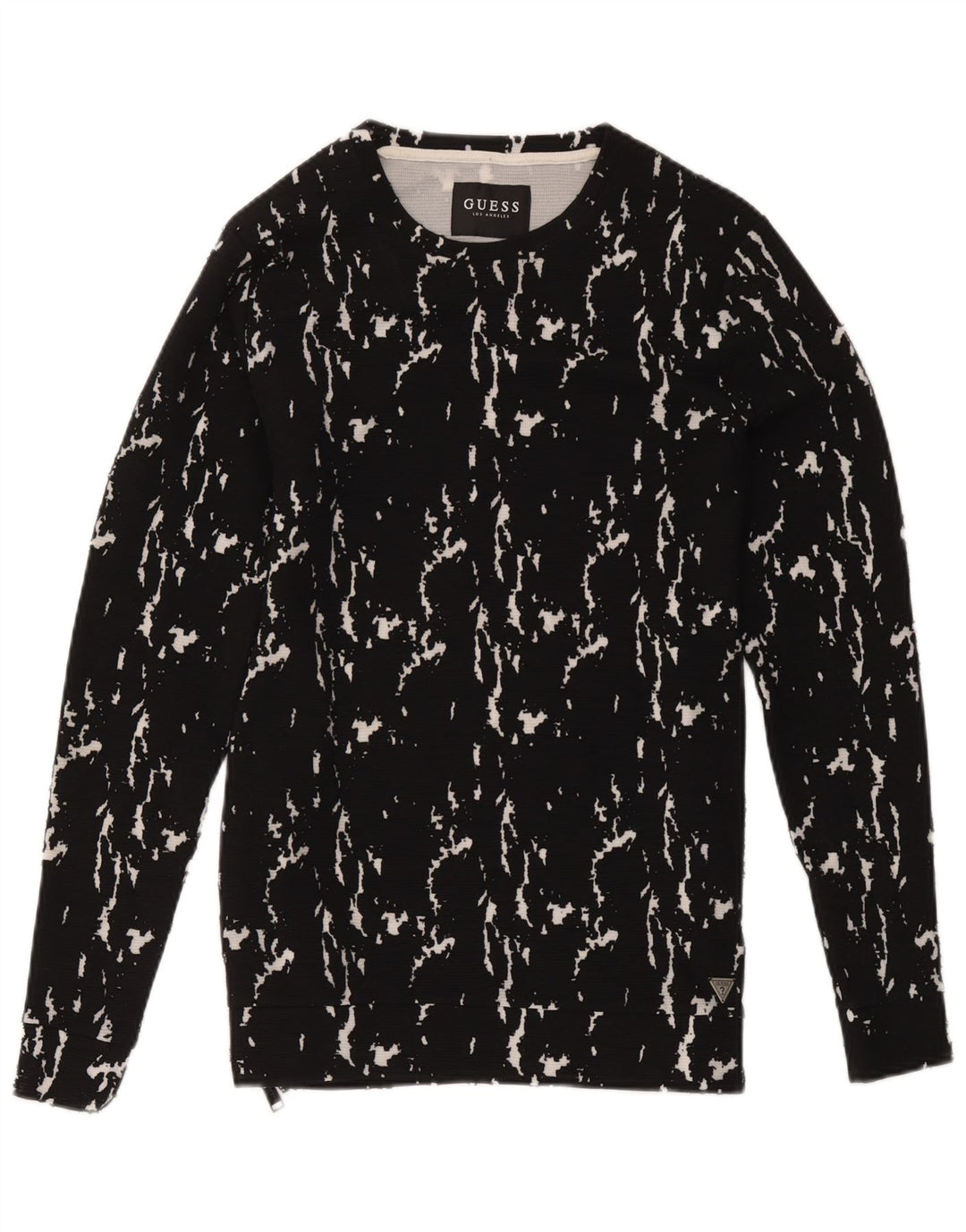 Guess Herren-Sweatshirt mit abstraktem Muster, Größe S, Schwarz, Baumwolle
