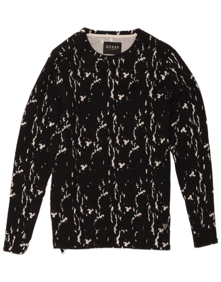 Guess Herren-Sweatshirt mit abstraktem Muster, Größe S, Schwarz, Baumwolle