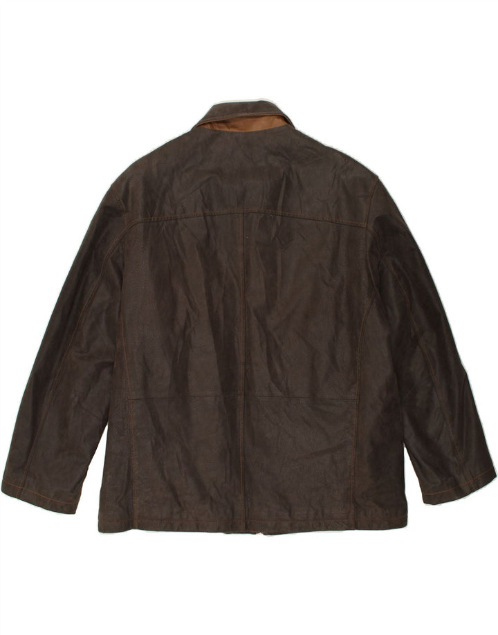 LUCA D'ALTIERI Herren Lederjacke UK 56 3XL Braunes Leder