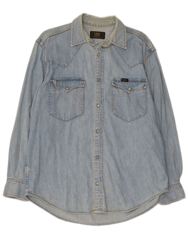 Lee Herren-Jeanshemd, klein, aus blauer Baumwolle