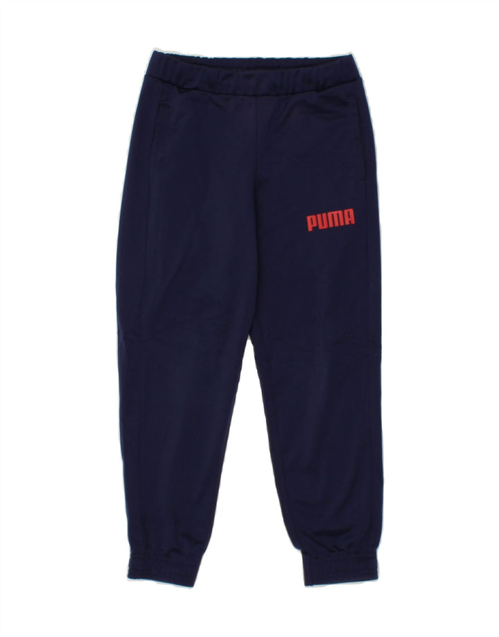 PUMA Boys Tracksuit Trousers Joggers 7-8 Years Navy Blue Polyester Vintage Puma and Second-Hand Puma from Messina Hembry 