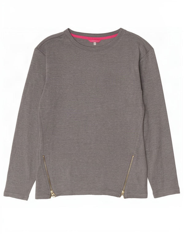 Joules Damen Übergroßes Top Langarm UK 6 XS Grau Baumwolle