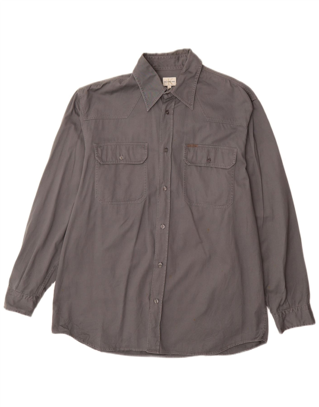 Calvin Klein Jeans Herren Westernhemd XL Grau Baumwolle