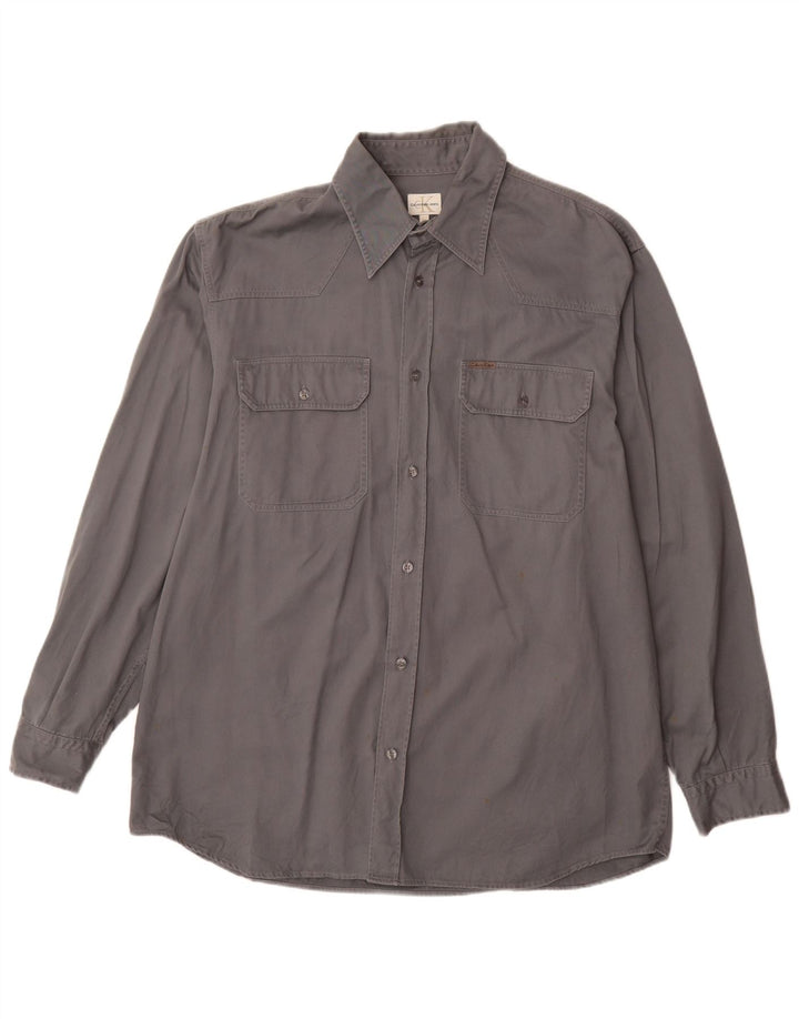 Calvin Klein Jeans Herren Westernhemd XL Grau Baumwolle