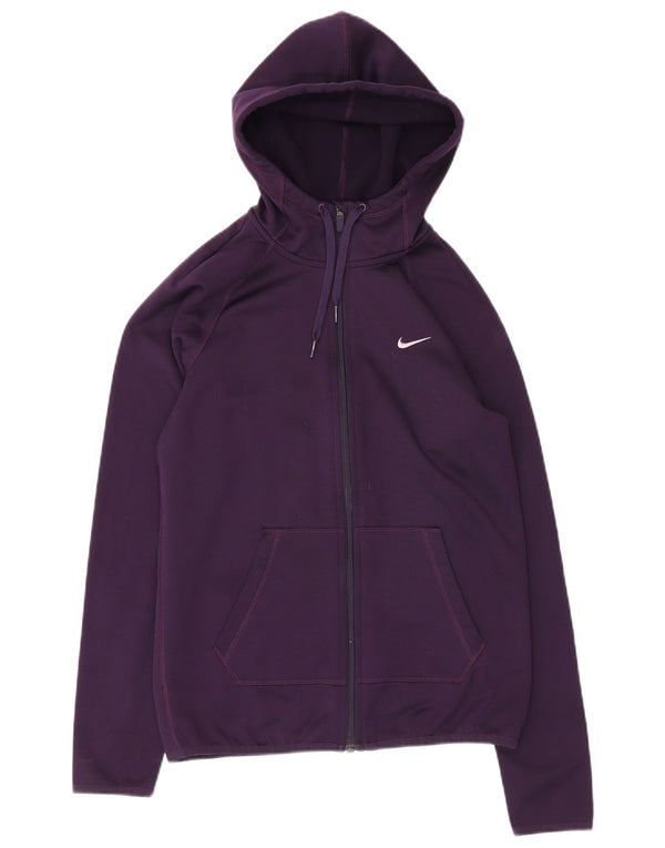 Nike Damen Dri Fit Zip Hoodie Pullover UK 6 XS Lila Polyester