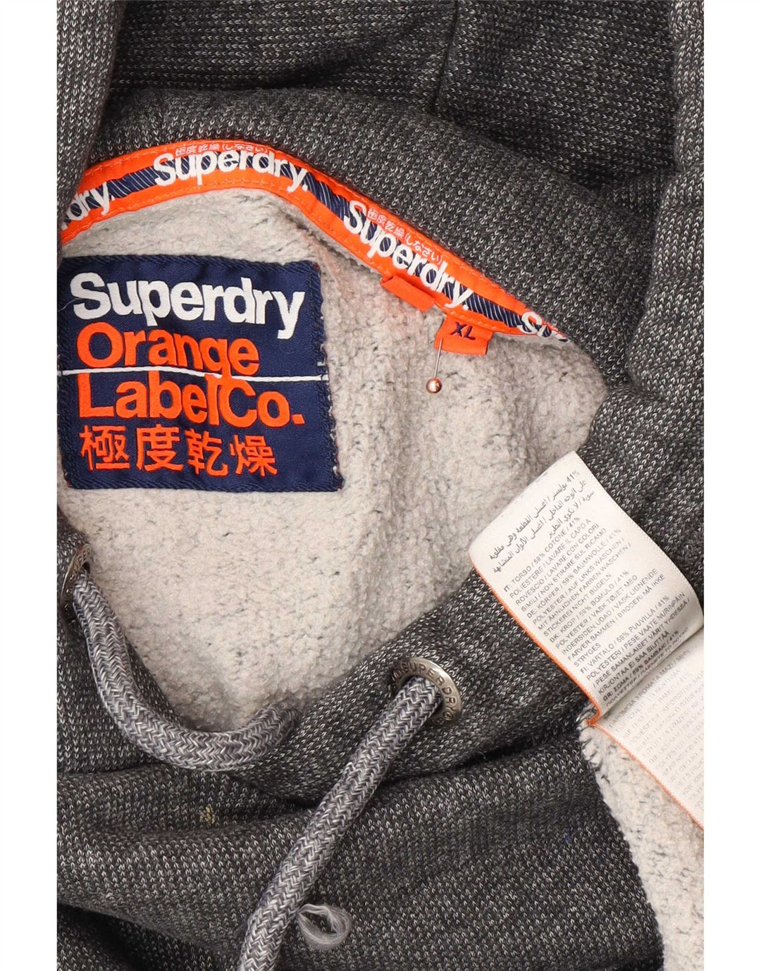 Superdry Herren Kapuzenpullover XL aus grauer Baumwolle