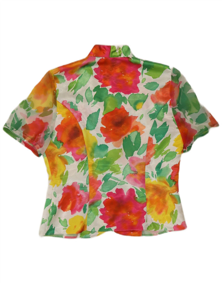 Durchsichtige Damen-Hemdbluse von Vera Mont, Größe M, mehrfarbig, Blumenmuster, UK 12