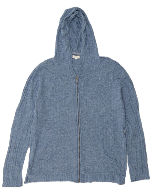 Fat Face Womens Hooded Cardigan Sweater UK 14 Large Blue Cotton