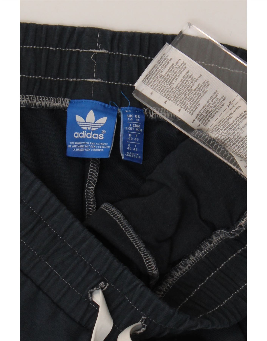 ADIDAS Womens Tracksuit Trousers UK 14 Medium Navy Blue Cotton