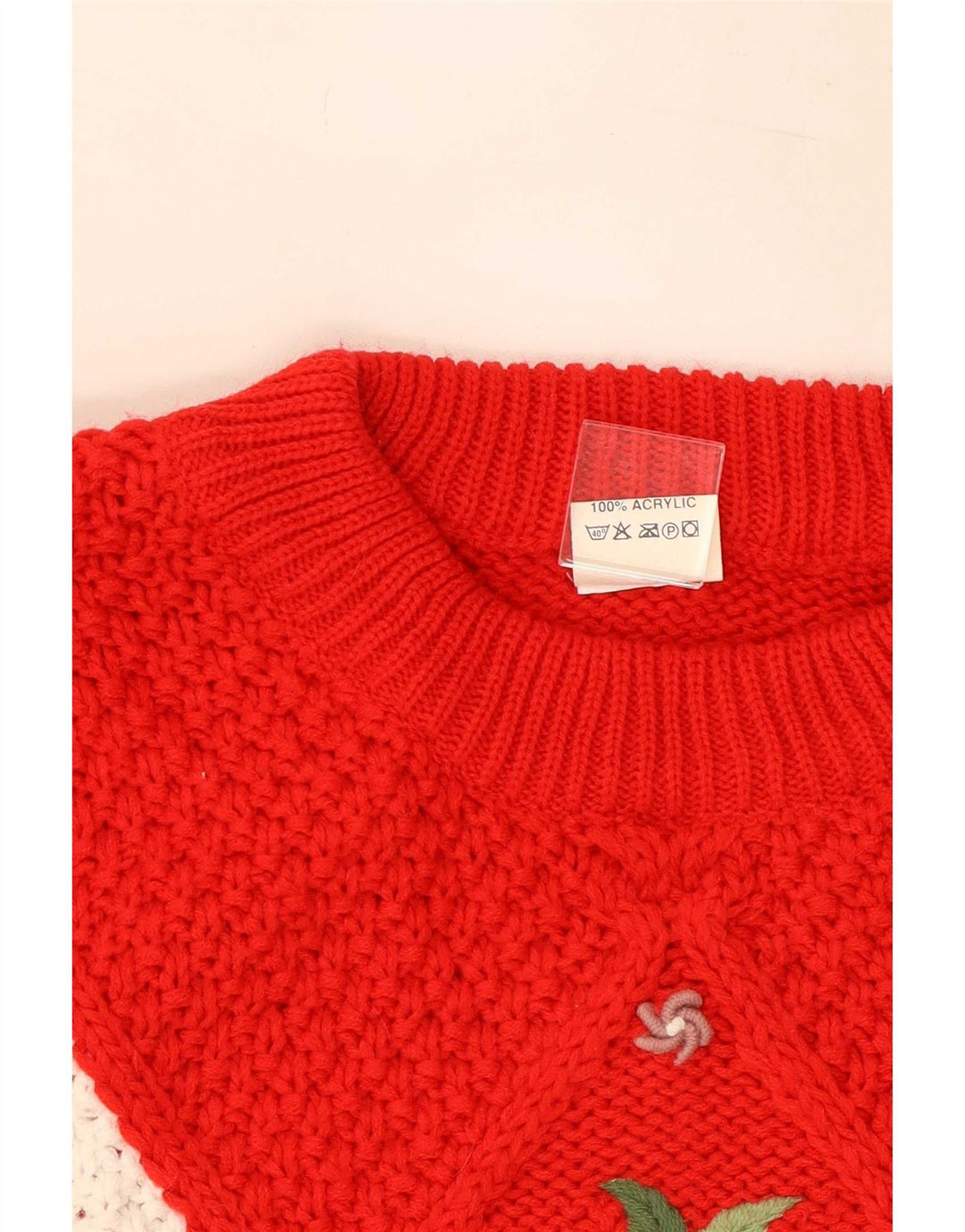 Vintage Damen Rollkragenpullover Pullover UK 14 Mittelrot Farbblock