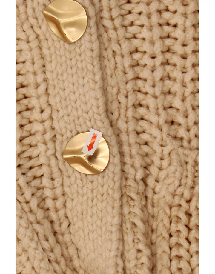 ZARA Damen Crop Oversized Cardigan Pullover UK 10 Small Beige Acryl