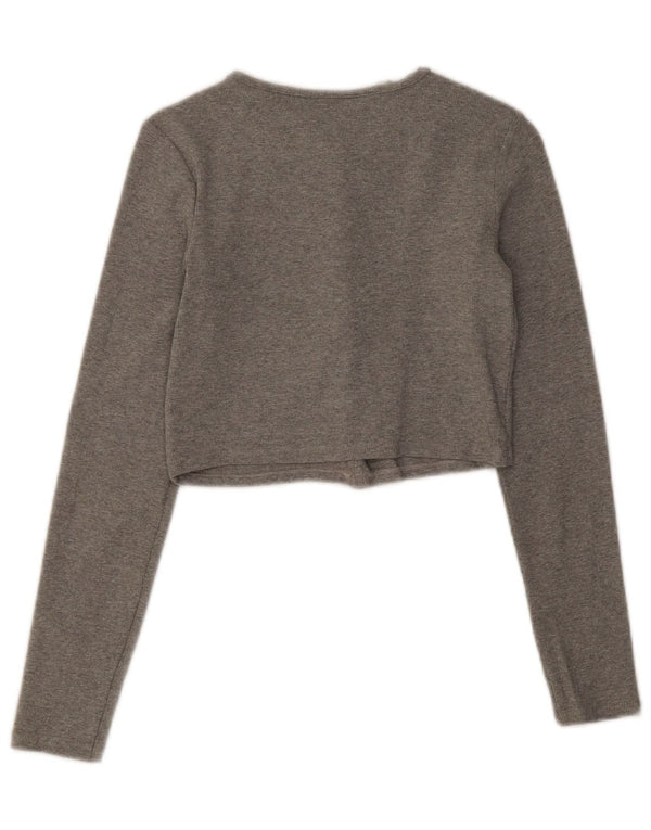 Zara Damen Crop Top UK 8 Small Grau gefleckte Baumwolle
