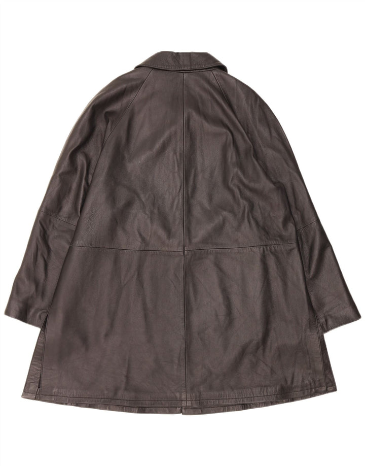 Vintage Damen Ledermantel IT 48 XL Schwarz